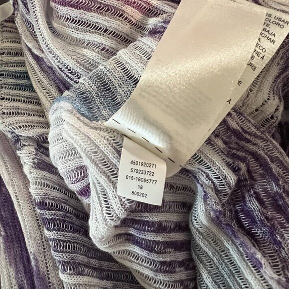 Chicos Ikat Textured Cardigan Size 1 Medium Purple Ombre Tie Dye Open Front - Picture 6 of 8